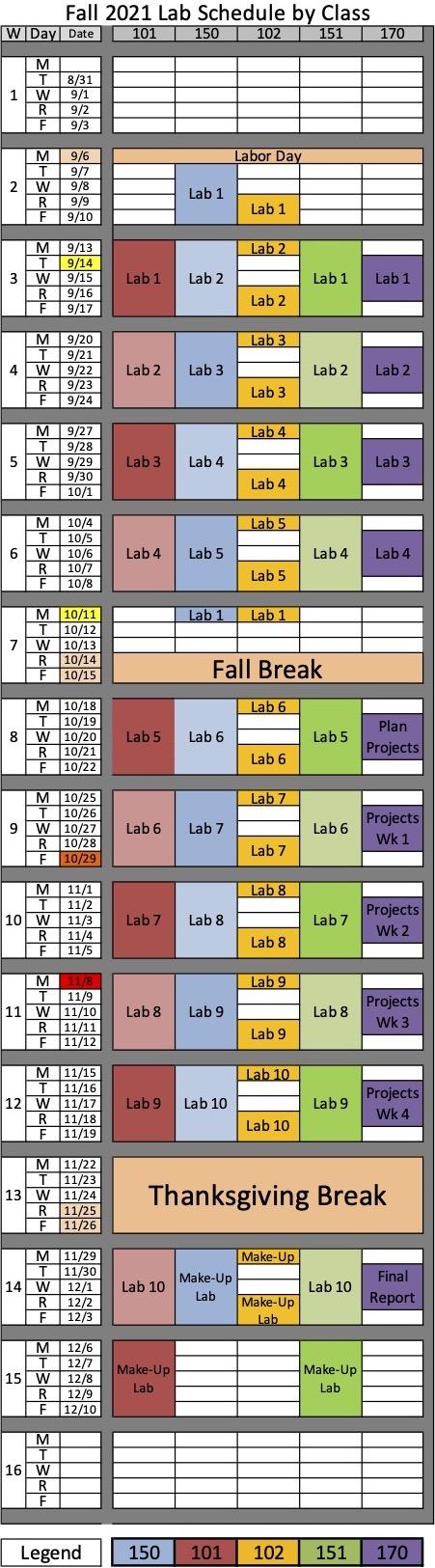 Lab Schedule | Department of Physics and Astronomy